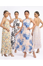 Hand Painted Rayon Halter Dress